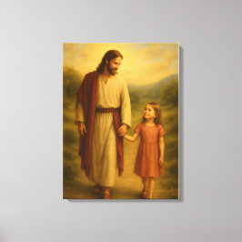 Jesus går med Girl LDS Wall Art Canvas