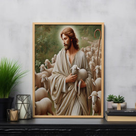 Jesus går med hans lamm poster