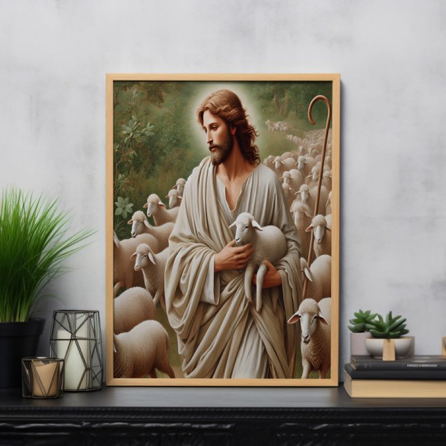 Jesus går med hans lamm poster (Skapare uppladdad)