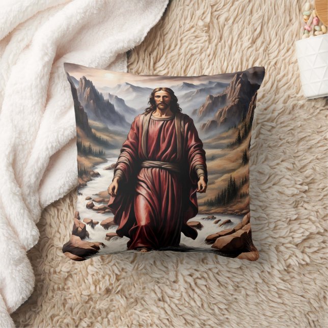 Jesus går på Vatten i fredliga läger Kudde (Filt)
