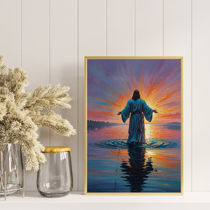Jesus går på Vatten Religiösa Art Poster