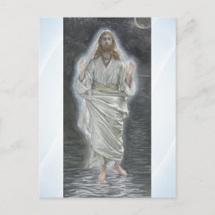 Jesus går på vykortet vykort