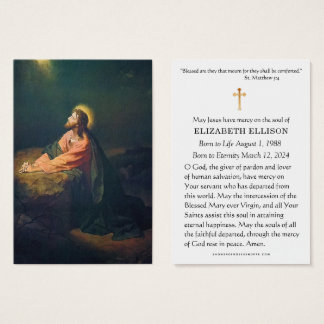 Jesus Garden of Gethsemane Funeral Prayer Card Visitkort