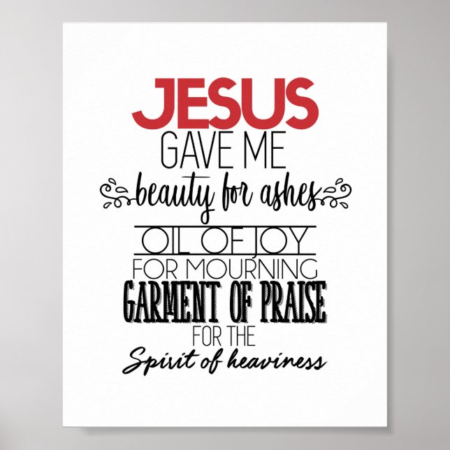 Jesus gav mig lycka till i Ashes Wall Art Art Poster (Framsidan)