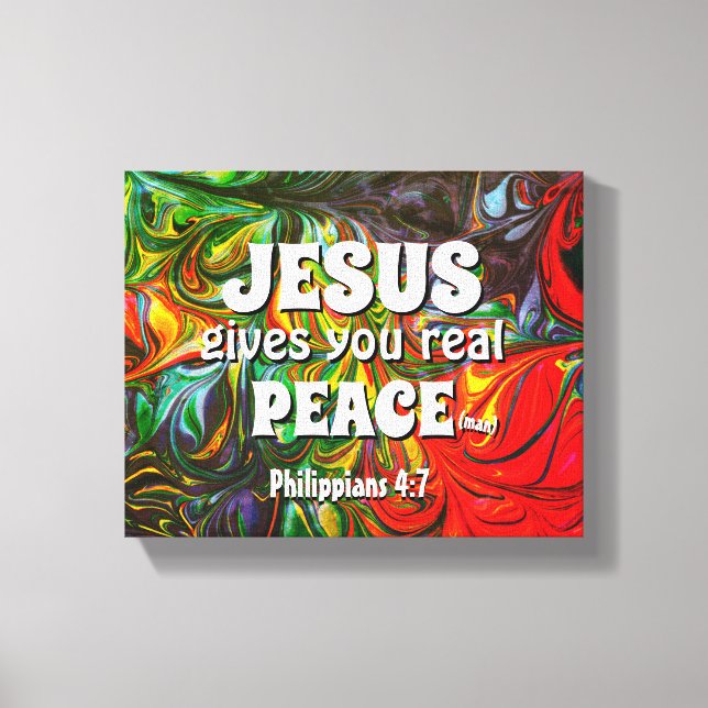 JESUS GE DU REAL Peace Abstrakt Grönt Canvastryck (Framsida)