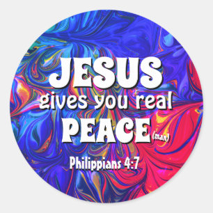 JESUS GE DU REAL Peace Abstrakt Lila Runt Klistermärke