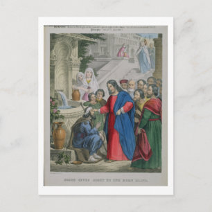 Jesus Ge Sight to One Born Blind, från en bibel Vykort