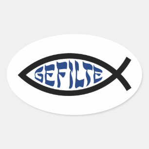 Jesus Gefilte Fish - Judisk Påskhumor Ovalt Klistermärke