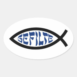 Jesus Gefilte Fish - Judisk Påskhumor Ovalt Klistermärke
