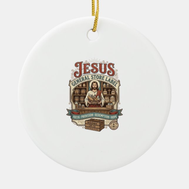 Jesus General Store Etikett Jesus General Store Ch Julgransprydnad Keramik (Framsidan)