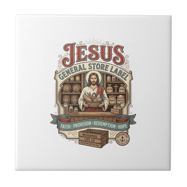 Jesus General Store Etikett Jesus General Store Ch Kakelplatta (Framsidan)