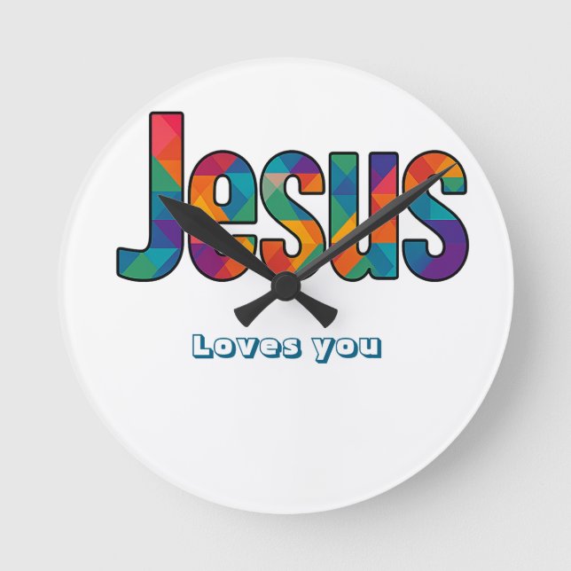 Jesus geometriskt mönster  rund klocka (Framsida)