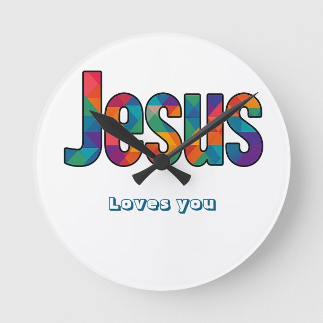 Jesus geometriskt mönster  rund klocka (Framsida)