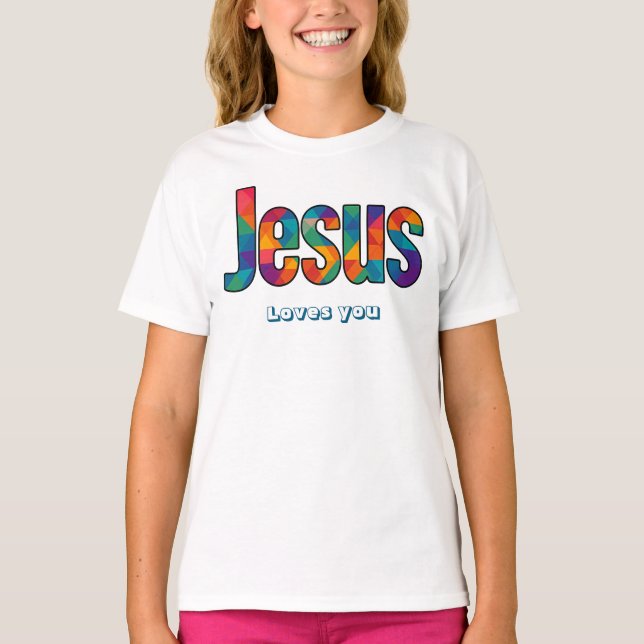 Jesus geometriskt mönster  t shirt (Framsida)