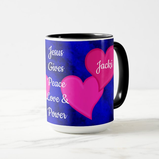 Jesus Ger Fred Kärlek & Kraft - Personlig Mugg (Framsida höger)