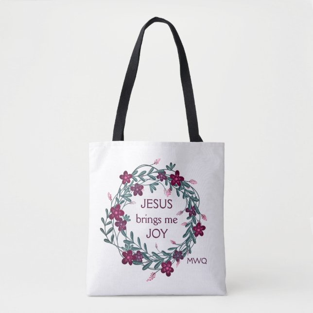 JESUS GER MIG GLÄDJE Blommig monogram Tygkasse (Framsida)
