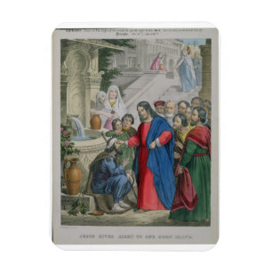 Jesus ger sikt till en född blind, från en bibel magnet