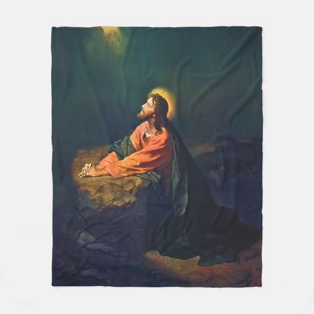 Jesus Gethsemane Agony Garden Mount Olife Hofman Fleecefilt (Framsidan)