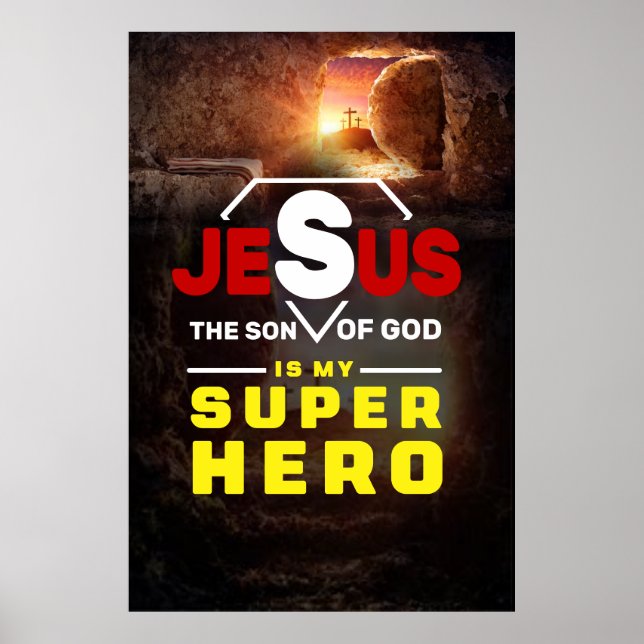 Jesus Gift, Christian Gift, Jesus är min superhjäl Poster (Framsidan)
