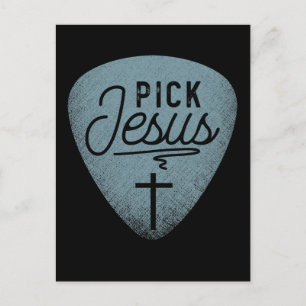 Jesus Gitarr Plektrum Music Religiösa Guitar Playe Vykort
