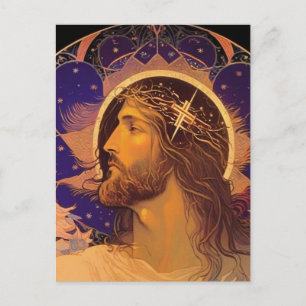 Jesus glasmålning AI-genererad konst vykort