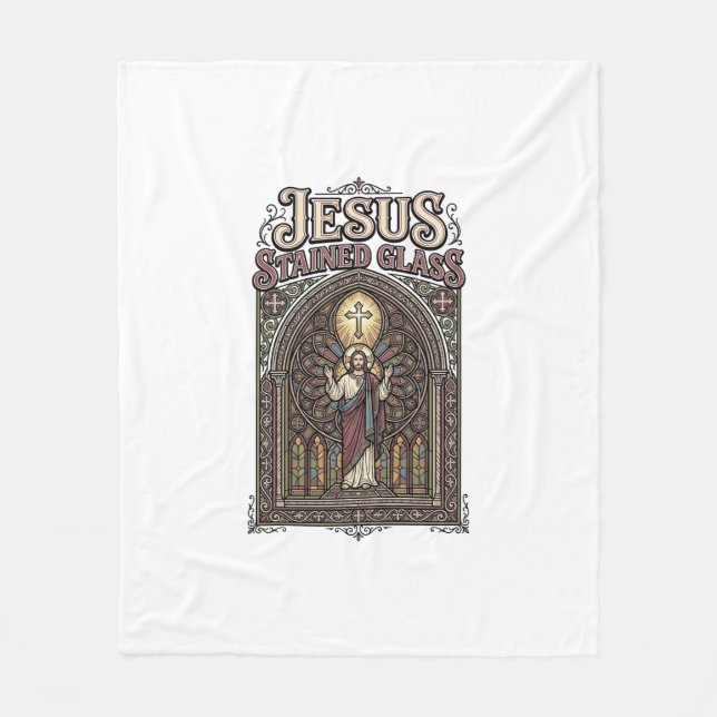 Jesus glasmålning Jesus glasmålning Katedral  Fleecefilt (Framsidan)