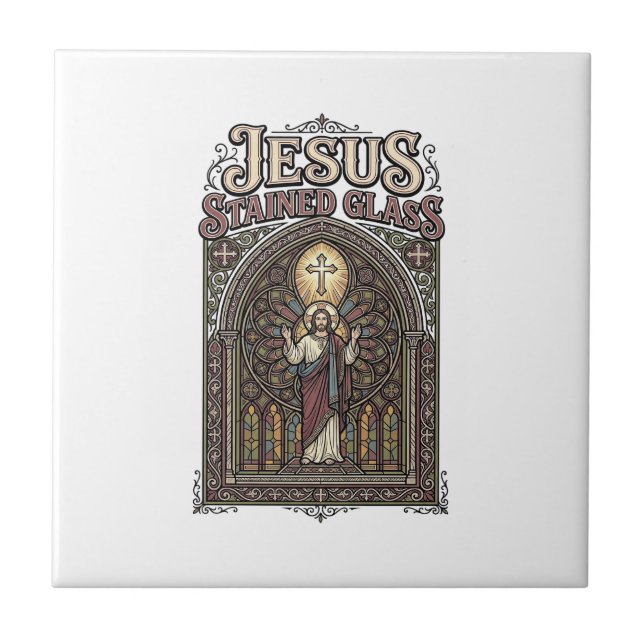 Jesus glasmålning Jesus glasmålning Katedral  Kakelplatta (Framsidan)