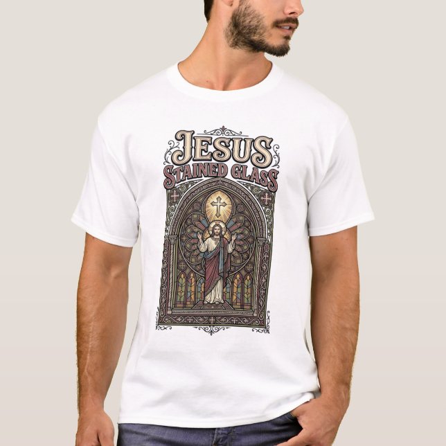 Jesus glasmålning Jesus glasmålning Katedral  T Shirt (Framsida)