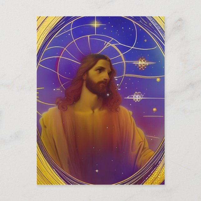 Jesus Glass AI-genererad konst Vykort (Framsida)
