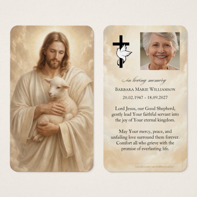 Jesus Goda Herde Begravning Bön Kort (Framsida & baksida)
