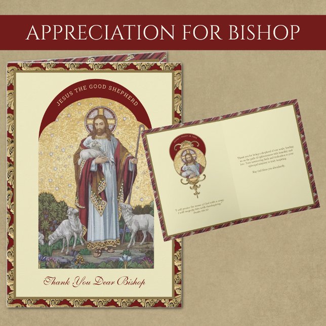 Jesus Goda Herde Biskop Präst Uppmuntran Kort (Religious Catholic Appreciation for Bishop FREE SHIPPING available at checkout! )