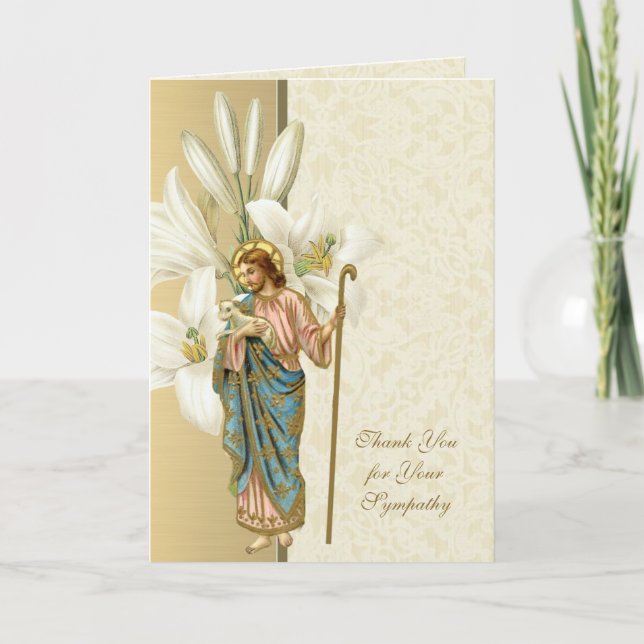 Jesus Goda Herde Kristna Kondoleans Tack Kort (Framsida)
