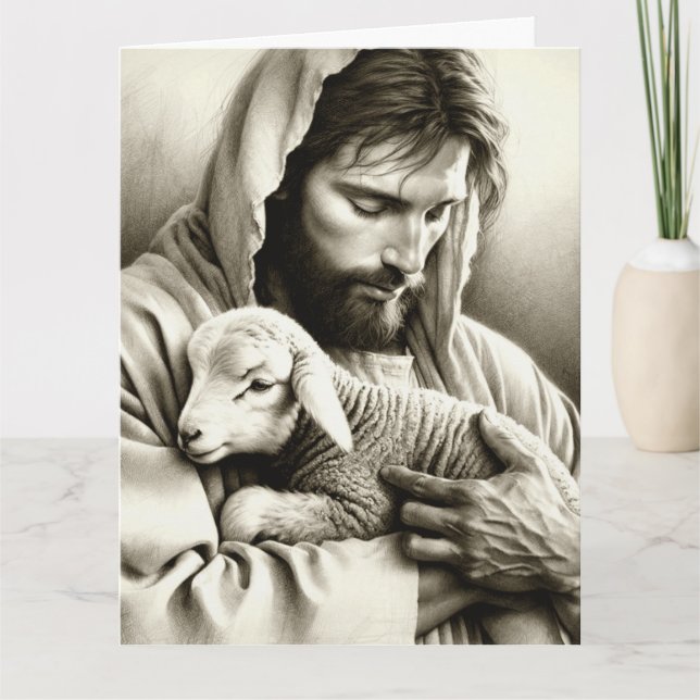 JESUS Goda Herden Blank Kristet Julkort Kort (Framsida)