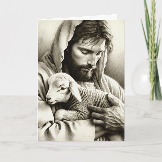 JESUS Goda Herden Blank Kristet Julkort Kort (Framsida)