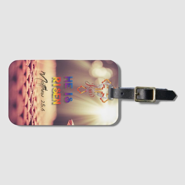 Jesus Golden Kor är Risen Matthew 28:6 Bagagebricka (Framsida horisontal)