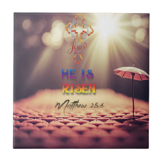 Jesus Golden Kor är Risen Matthew 28:6 Kakelplatta