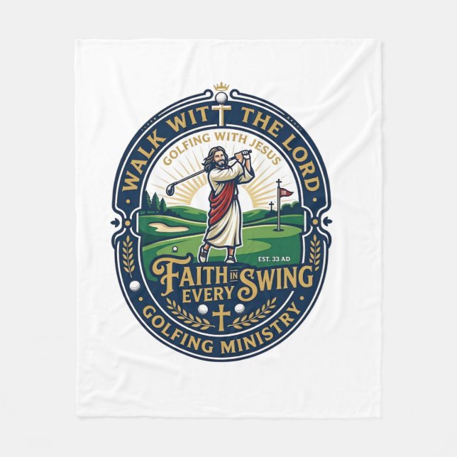 Jesus golftröja trobaserad design_1 fleecefilt (Framsidan)