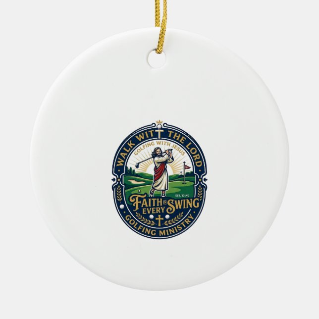 Jesus golftröja trobaserad design_1 julgransprydnad keramik (Framsidan)