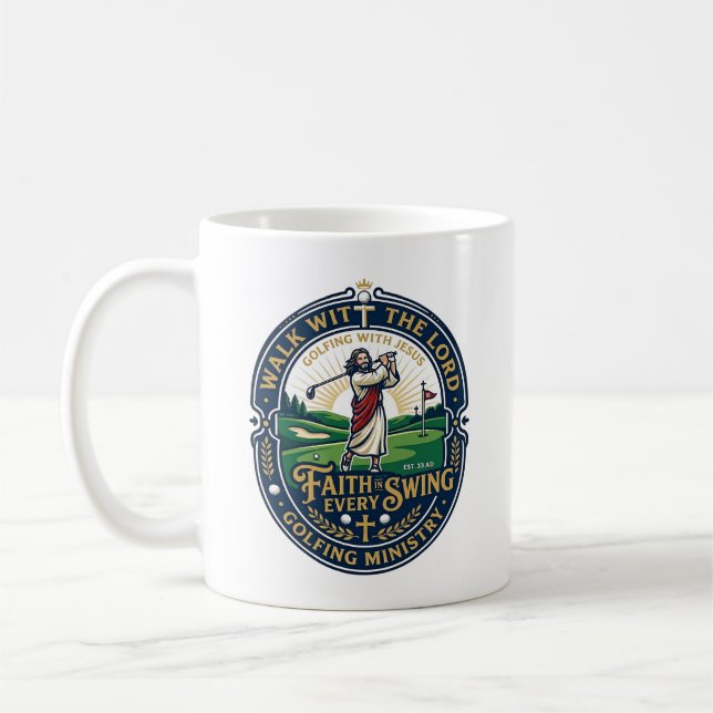 Jesus golftröja trobaserad design_1 kaffemugg (Vänster)
