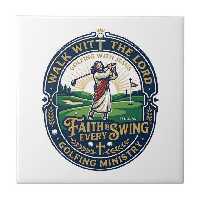 Jesus golftröja trobaserad design_1 kakelplatta (Framsidan)