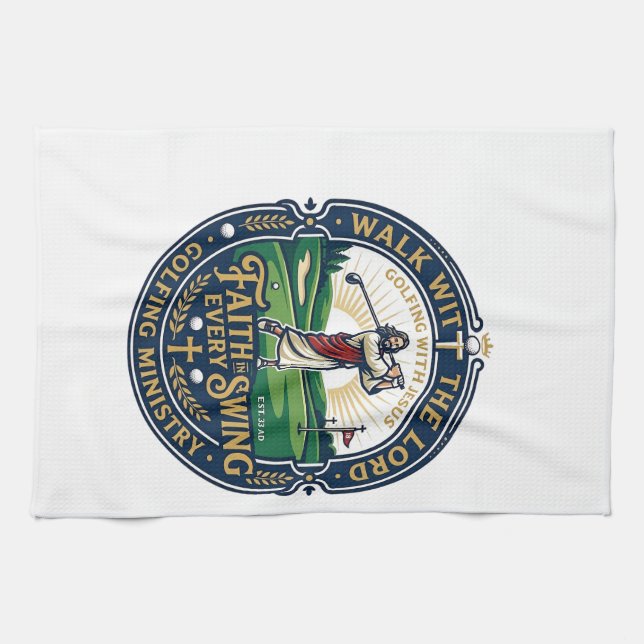 Jesus golftröja trobaserad design_1 kökshandduk (Horisontell)