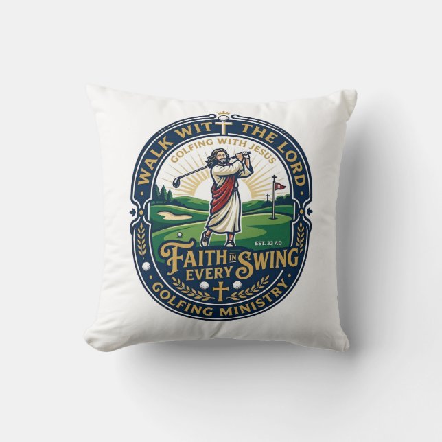 Jesus golftröja trobaserad design_1 kudde (Framsida)
