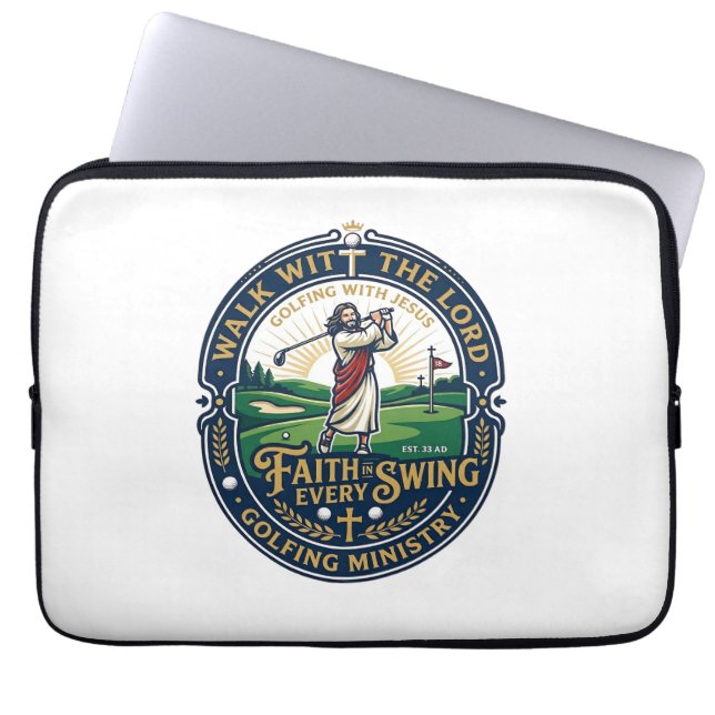 Jesus golftröja trobaserad design_1 laptop fodral (Framsidan)
