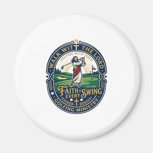 Jesus golftröja trobaserad design_1 magnet (Framsidan)