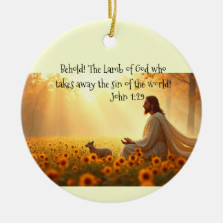 Jesus Guds lamm Akryltavla Julgransprydnad Keramik