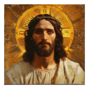 Jesus Guld Religiösa Fototryck