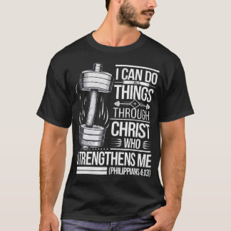 Jesus Gym jag kan göra alla saker genom Kristus In T Shirt