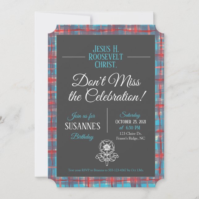 Jesus H. Roosevelt Tartan Birthday-inbjudan Inbjudningar (Framsida)