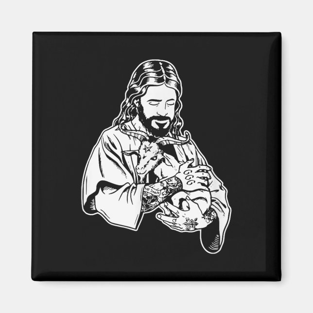 Jesus hållande get Baphomet ockult satanisk tatuer Magnet (Framsidan)