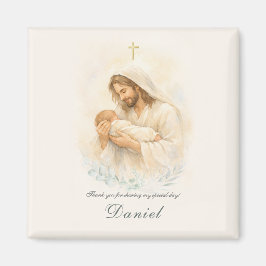 Jesus håller bebis Dop Save the Date Magnet
